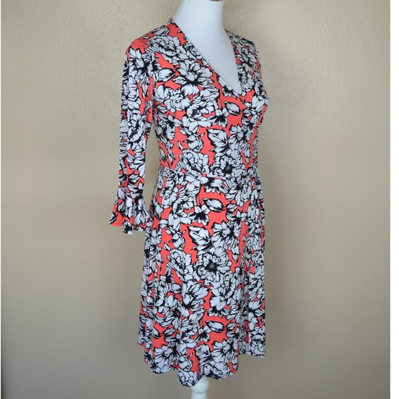 Leota Floral Dress in Coral and Black- EUC - Picture 3 of 8